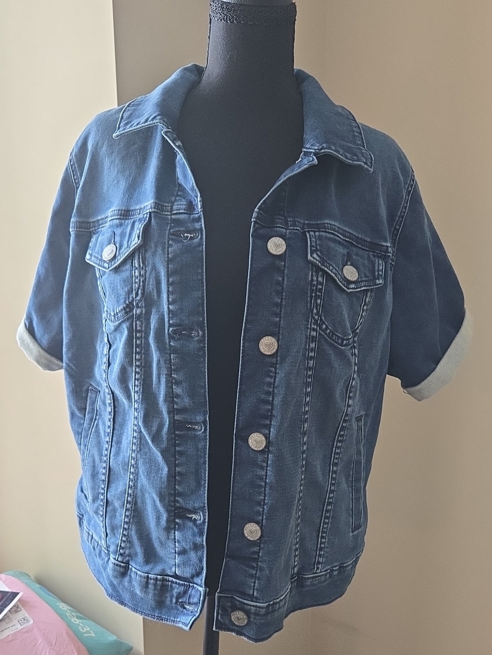 torrid Dark Blue Short-Sleeve Denim Jacket
